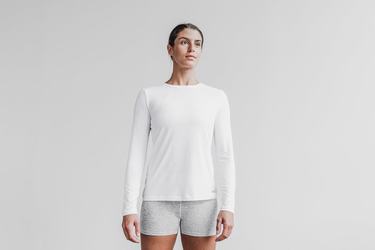 Nobull Women's Long Sleeves White | Australia (XI9780)